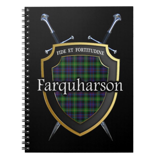 Klan Farquharson Tartan Shield & Swords Anteckningsbok (Framsidan)