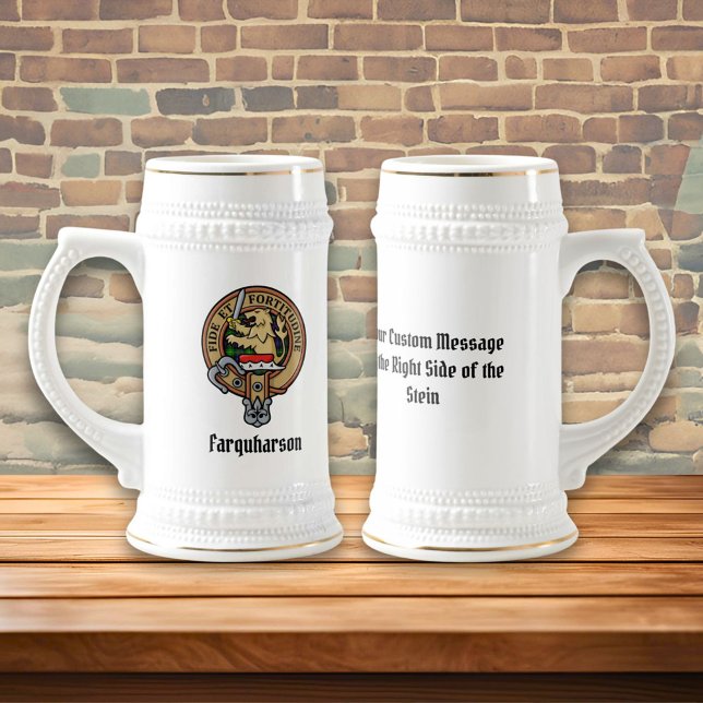 Klan Farquharson Vapensköld över Tartan Beer Stein Sejdel (Skapare uppladdad)