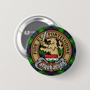 Klan Farquharson Vapensköld över Tartan Knapp