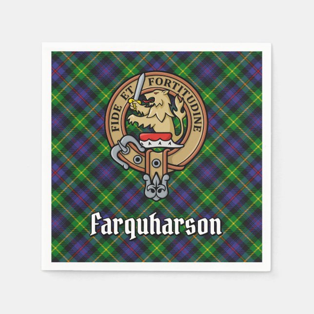 Klan Farquharson Vapensköld över Tartan Pappersservett (Framsidan)