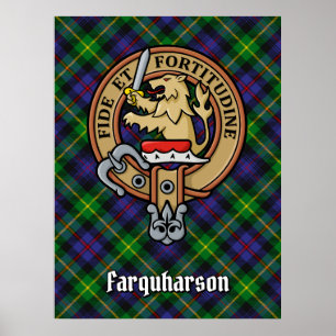 Klan Farquharson Vapensköld över Tartan Poster