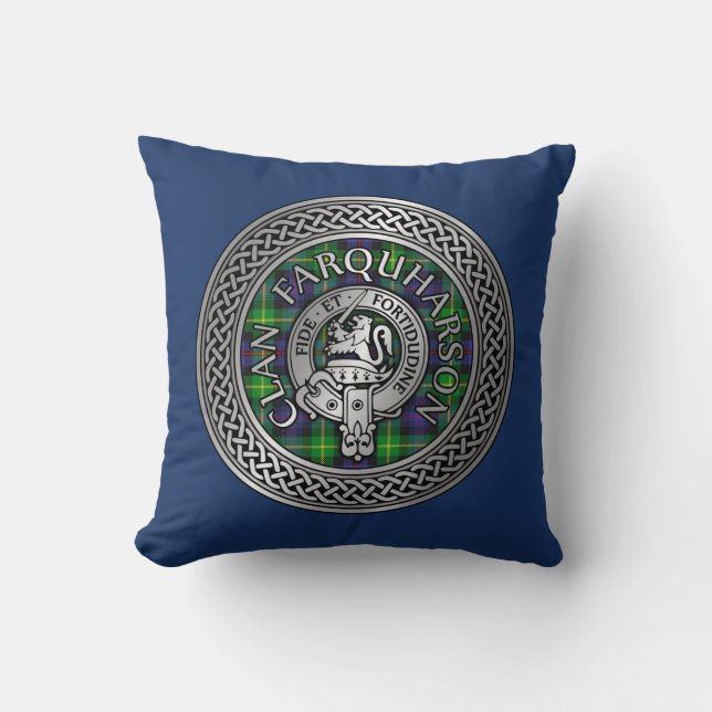 Klan Farquharson Vapensköld & Tartan Knot Kudde (Framsida)