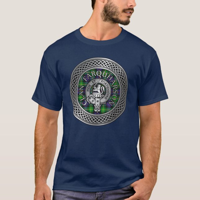 Klan Farquharson Vapensköld & Tartan Knot T Shirt (Framsida)