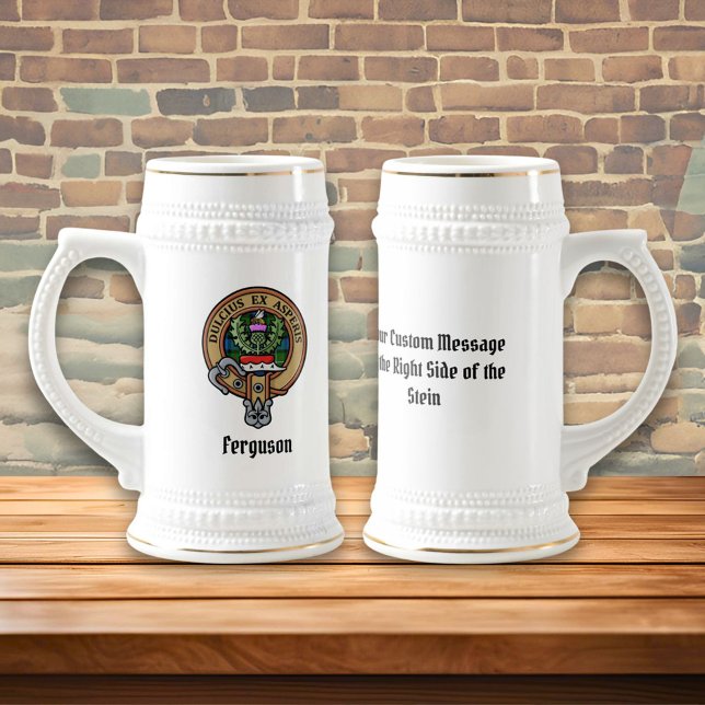 Klan Ferguson Vapensköld över Tartan Beer Stein Sejdel (Skapare uppladdad)