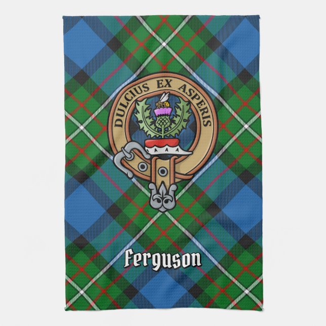 Klan Ferguson Vapensköld över Tartan Kitchen Towel Kökshandduk (Vertikal)
