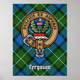 Klan Ferguson Vapensköld över Tartan Poster
