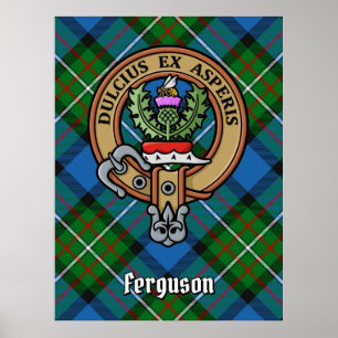 Klan Ferguson Vapensköld över Tartan Poster