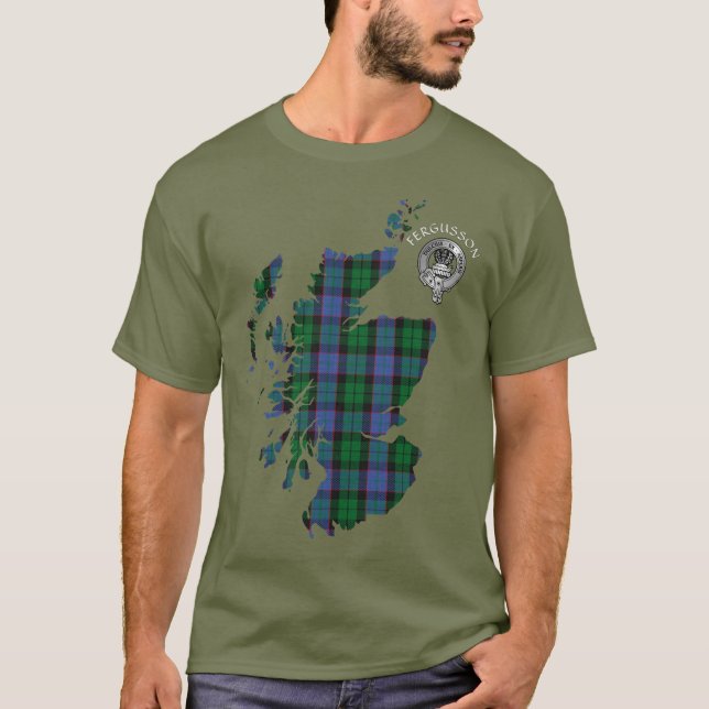 Klan Fergusson Balquihidder Tartan Karta & Vapensk T Shirt (Framsida)