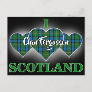 Klan Fergusson I Kärlek Scotland Tartan Heart Vykort