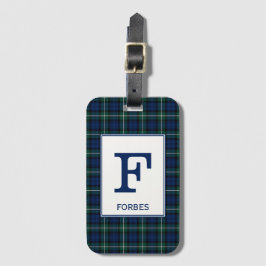 Klan Forbes Tartan Grönt och Blue Play Monogram Bagagebricka