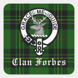 Klan Forbes Tartan och Vapensköld Badge Fyrkantigt Klistermärke