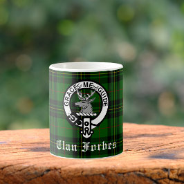 Klan Forbes Tartan och Vapensköld Badge Kaffemugg