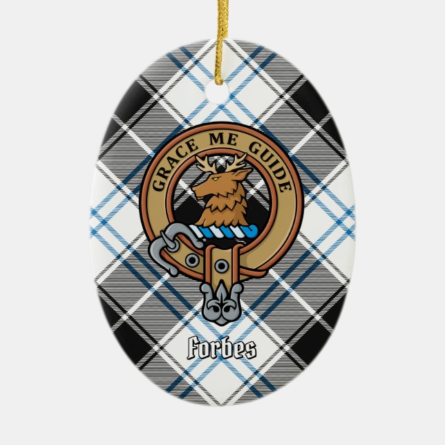 Klan Forbes Vapensköld över Dress Tartan Julgransprydnad Keramik (Framsidan)