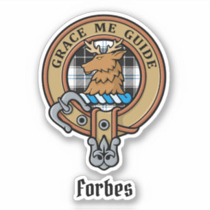 Klan Forbes Vapensköld över Dress Tartan Klistermärken
