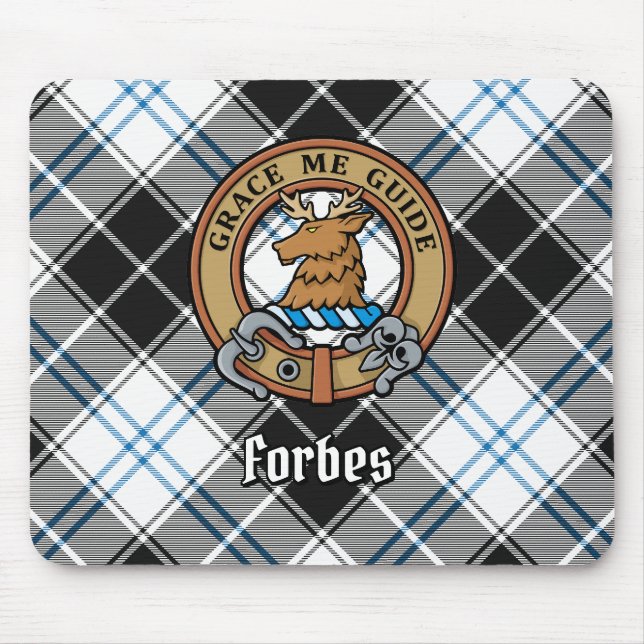 Klan Forbes Vapensköld över Dress Tartan Musmatta (Framsidan)