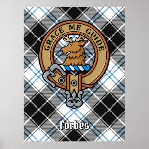 Klan Forbes Vapensköld över Dress Tartan Poster