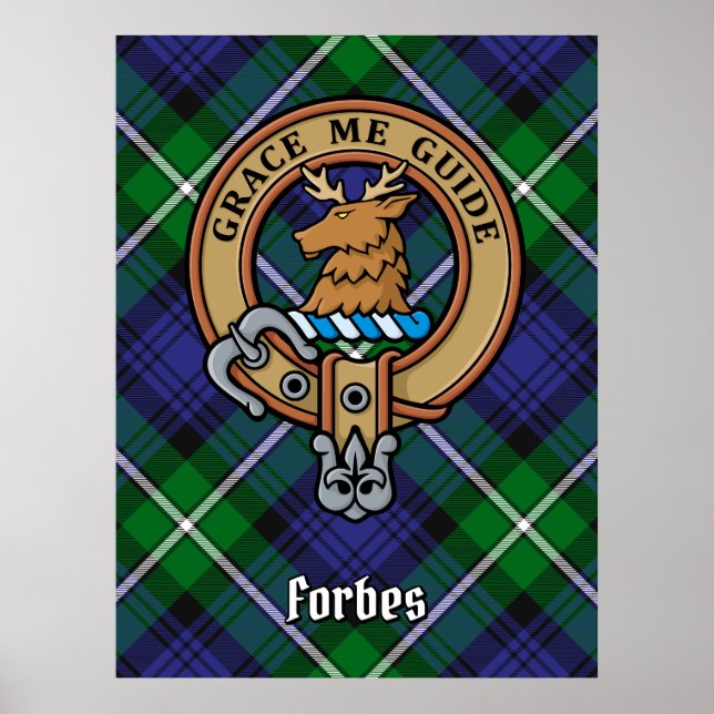 Klan Forbes Vapensköld över Tartan Poster (Framsidan)