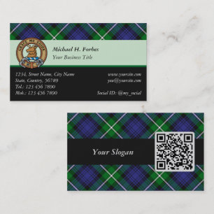 Klan Forbes Vapensköld över Tartan Visitkort