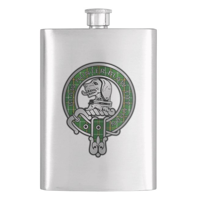 Klan Forrester/Foster Vapensköld & Hunting Tartan Fickplunta (Framsidan)