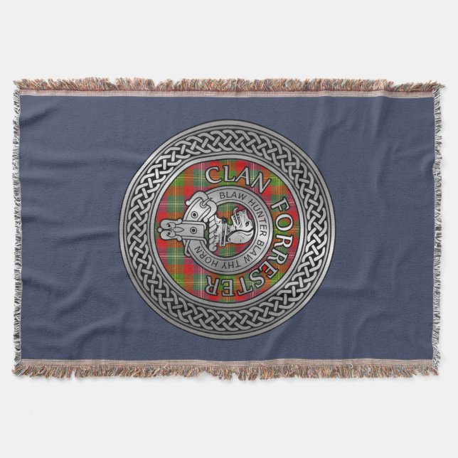Klan Forrester | Foster Vapensköld & Tartan Knot Filt (Framsidan)