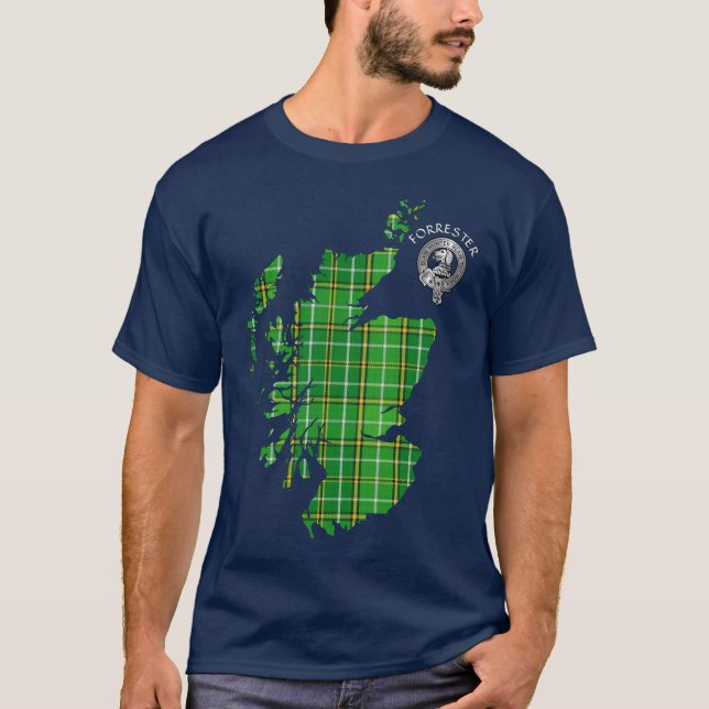 Klan Forrester Hunting Tartan Karta & Vapensköld T Shirt (Framsida)
