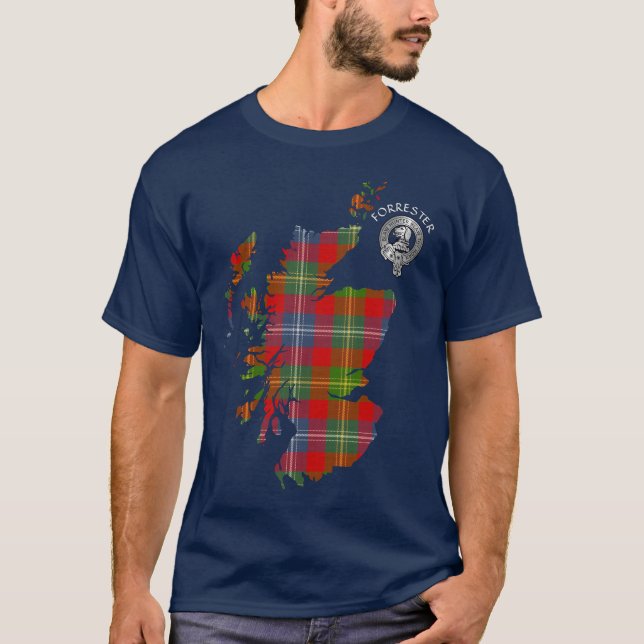 Klan Forrester Tartan Karta & Vapensköld T Shirt (Framsida)