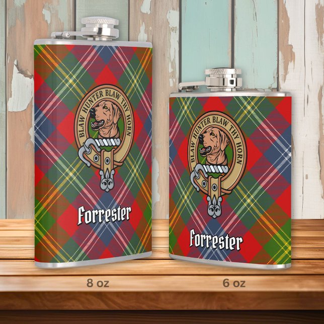Klan Forrester Vapensköld över Tartan Fickplunta (Skapare uppladdad)