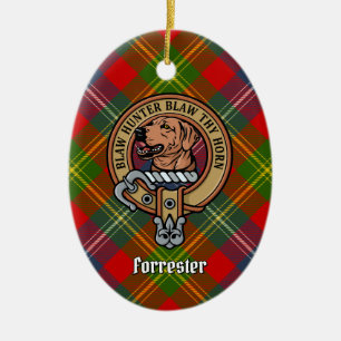 Klan Forrester Vapensköld över Tartan Julgransprydnad Keramik