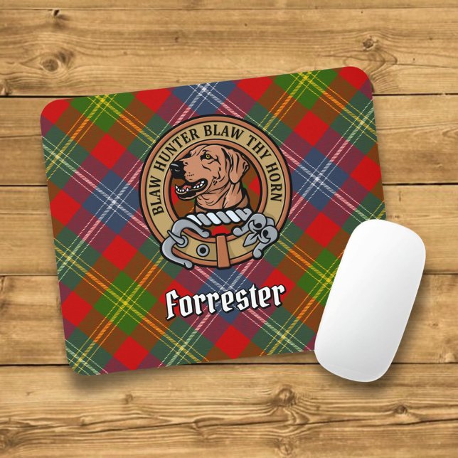 Klan Forrester Vapensköld över Tartan Musmatta (Skapare uppladdad)