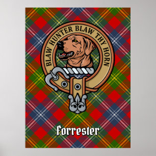 Klan Forrester Vapensköld över Tartan Poster