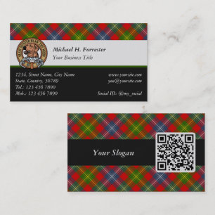 Klan Forrester Vapensköld över Tartan Visitkort