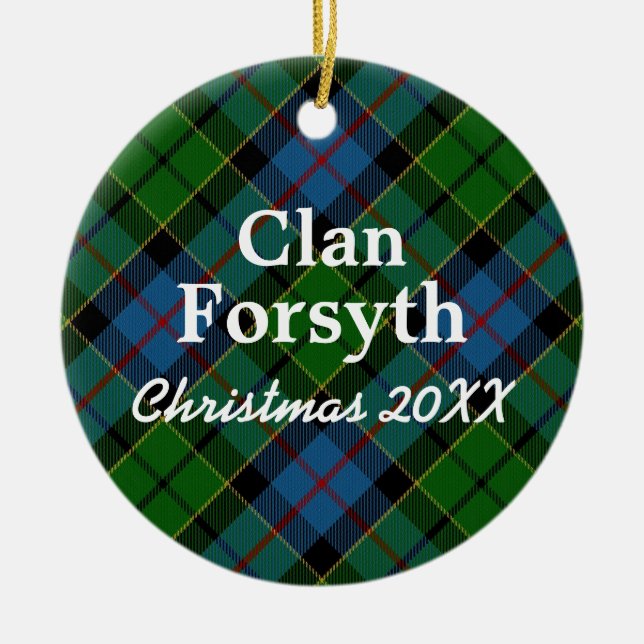 Klan Forsyth Scottish Tartan Julgransprydnad Keramik (Framsidan)