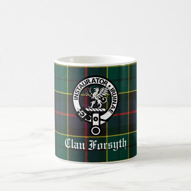 Klan Forsyth Vapensköld Badge och Tartan Kaffemugg (Center)