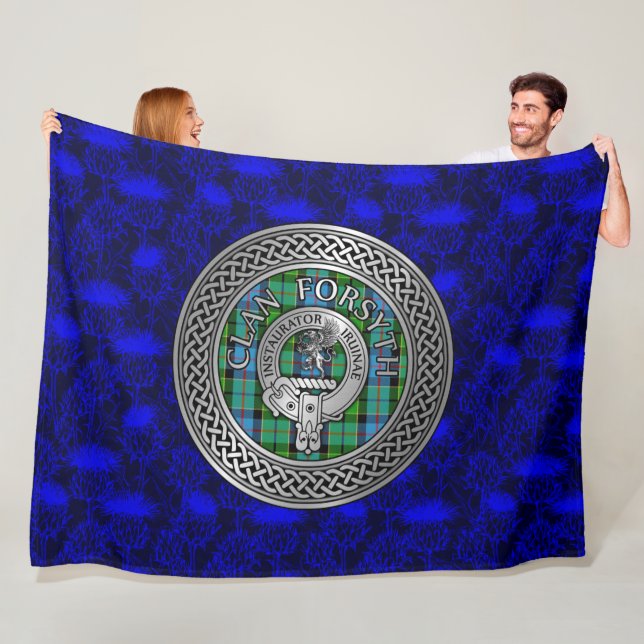 Klan Forsyth Vapensköld & Tartan Knot Fleecefilt (På plats)