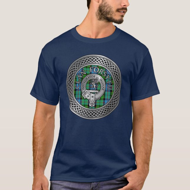 Klan Forsyth Vapensköld & Tartan Knot T Shirt (Framsida)