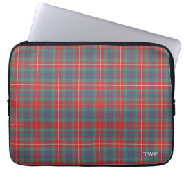 Klan Fraser Ancient Tartan Monogrammed Laptop Sleeve