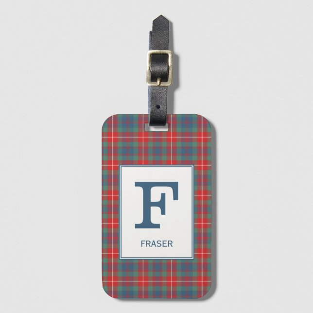 Klan Fraser av Lovat Ancient Tartan Monogrammed Bagagebricka (Framsida vertikal)