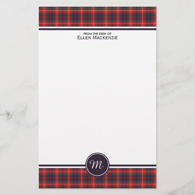 Klan Fraser av Lovat Modern Tartan Monogram Brevpapper (Framsida)