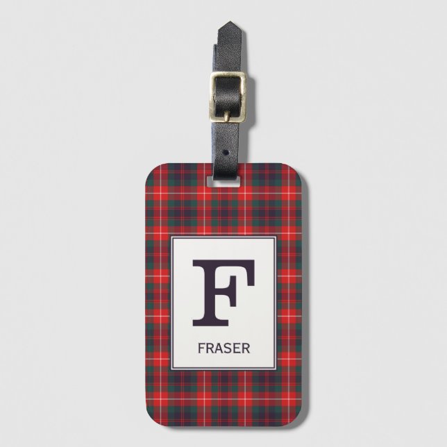 Klan Fraser av Lovat Tartan Monogrammed Bagagebricka (Framsida vertikal)