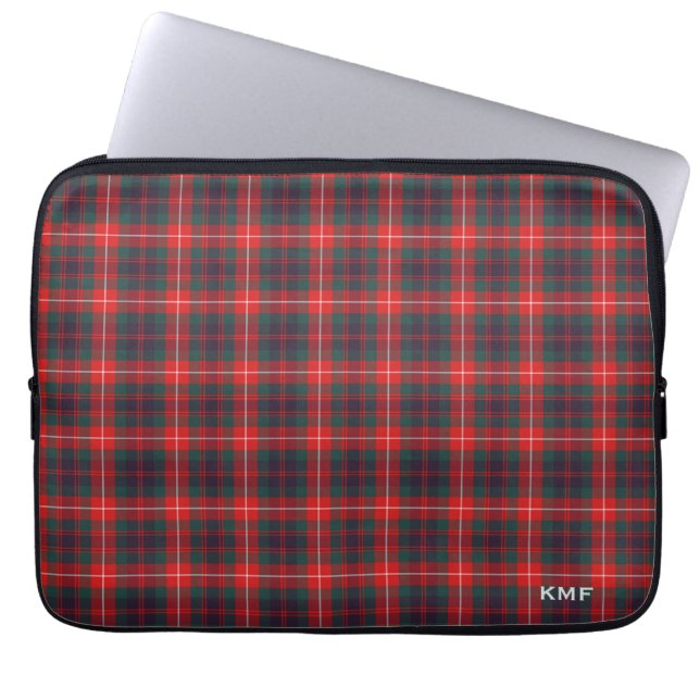 Klan Fraser av Lovat Tartan Red Play Monogrammed Laptop Sleeve (Framsidan)