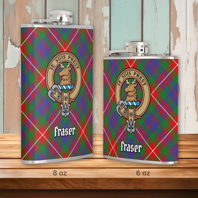 Klan Fraser av Lovat Vapensköld över Tartan Fickplunta (Skapare uppladdad)