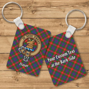 Klan Fraser av Lovat Vapensköld över Tartan Keycha Nyckelring