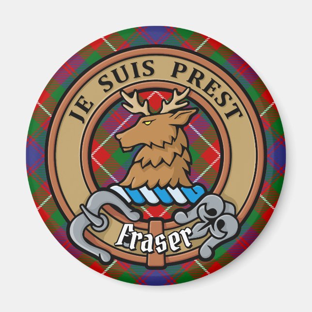 Klan Fraser av Lovat Vapensköld över Tartan Magnet (Framsidan)