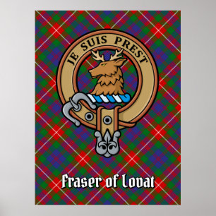 Klan Fraser av Lovat Vapensköld över Tartan Poster