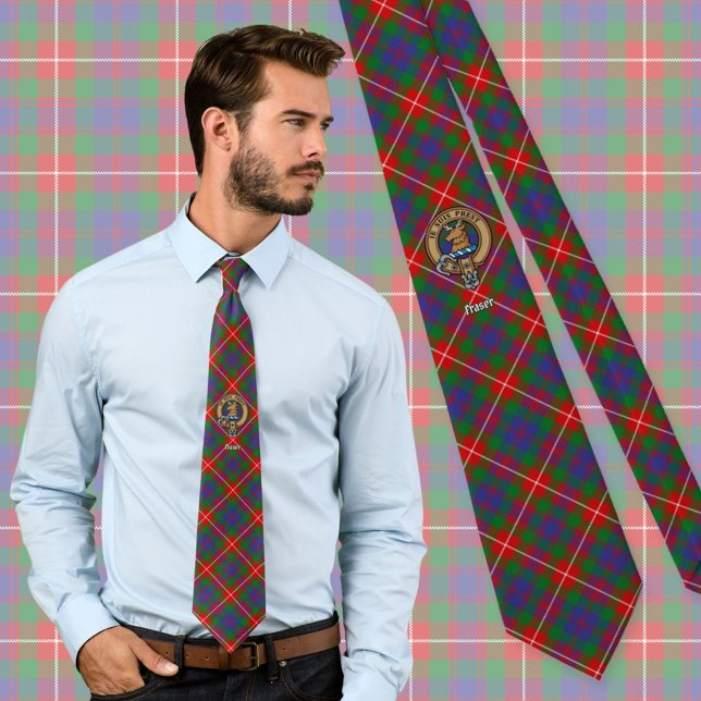 Klan Fraser av Lovat Vapensköld över Tartan Slips (Skapare uppladdad)