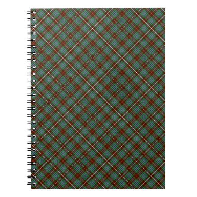 Klan Fraser Brown och Grönt Hunting Tartan Anteckningsbok Med Spiral (Framsidan)