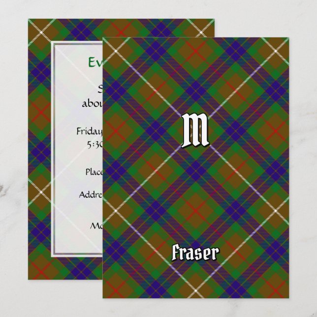 Klan Fraser Hunting Tartan-inbjudan Inbjudningar (Fram/baksida)