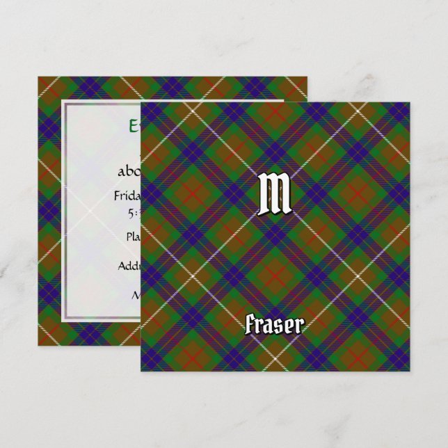 Klan Fraser Hunting Tartan Inbjudningar (Fram/baksida)