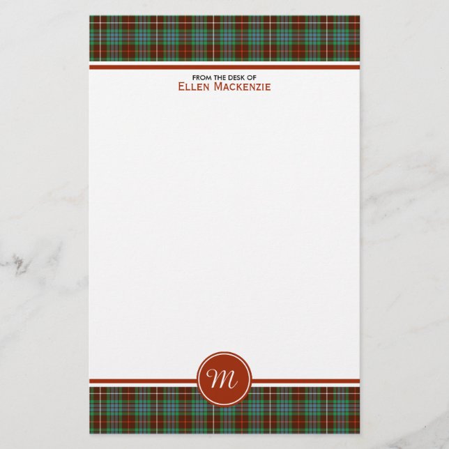Klan Fraser Hunting Tartan Monogram Brevpapper (Framsida)