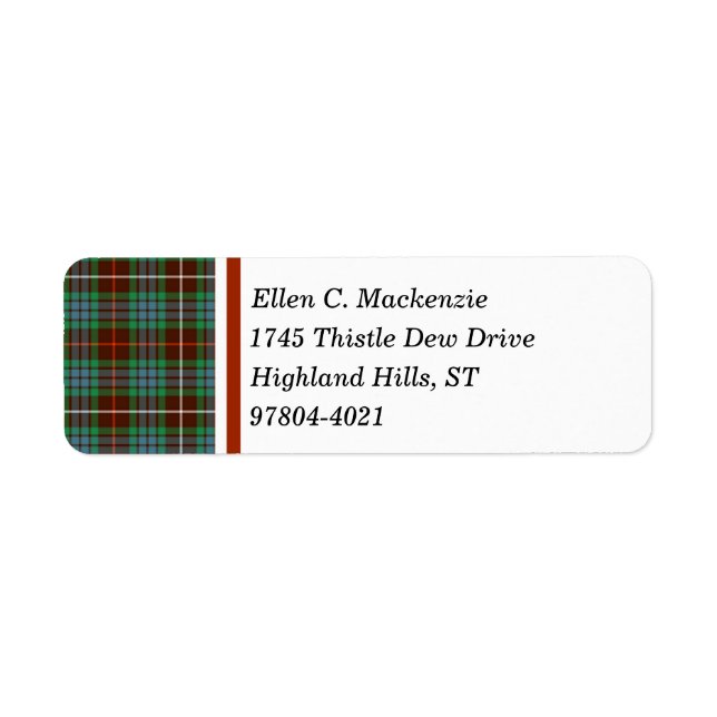 Klan Fraser Hunting Tartan Returadress Etikett (Framsidan)